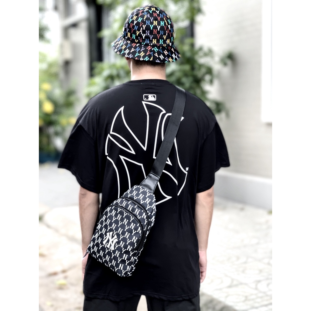 Túi đeo chéo 1 quai nam nữ UNISEX M.L.B Monogram Full Black - [ HONGPHUC ]