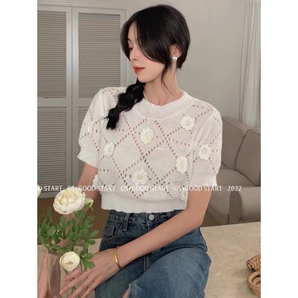 Áo len montoghi đính hoa minie