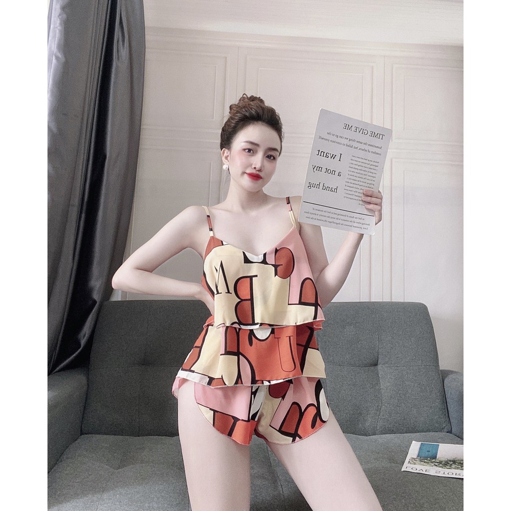 Đồ Mặc Nhà 2 Dây Sexy  Quần Cọc Họa Tiết Lập Thể Chất Lụa Latin Cao Cấp Form Chuẩn Size Dưới 60kg Mặc Vừa | BigBuy360 - bigbuy360.vn