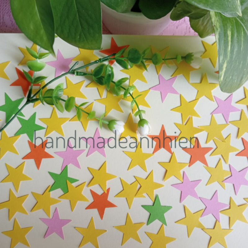40 hình NGÔI SAO, size 3.1cm, bằng giấy màu - hình trang trí thiệp, bưu thiếp, bao lì xì, phong thư, lớp học, mầm non