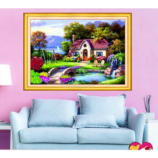 Tranh đính đá phong cảnh tổ ấm hạnh phúc VS149 - tự đính