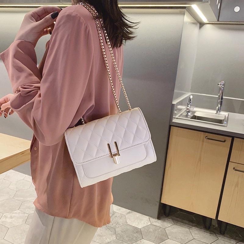 Túi Xách Nữ Trần Trán, Túi Đeo Chéo Khoá Chữ Y Thời Trang