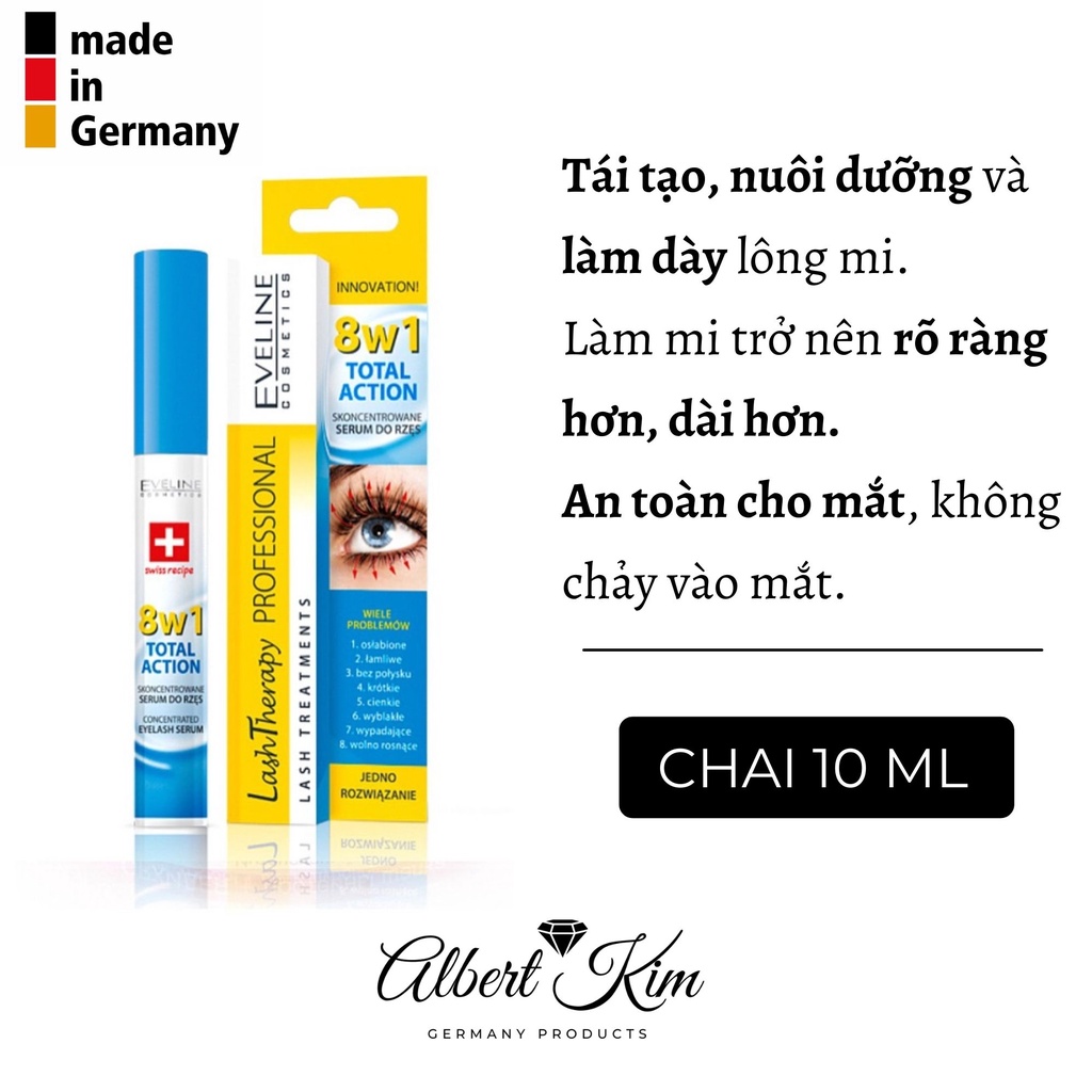 [ Hàng Nga ] Huyết thanh dưỡng mi Eveline 8in1 Total Action Lash Therapy professional