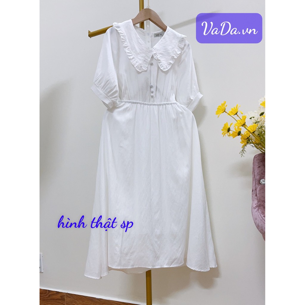 Đầm tiểu thư MẪU MỚI dáng midi cổ viền bèo nhẹ nhàng xinh xắn - Thời Trang VADA (Đ90)