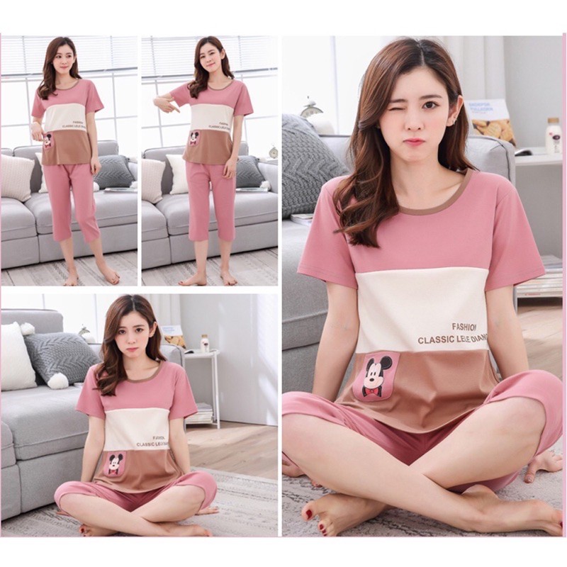 {Mã giảm giá + Hổ trợ Ship} Đồ bộ nữ,  thun Cotton 100% chống tia UV, đủ size, 42-70kg, mã B11 quần ngố