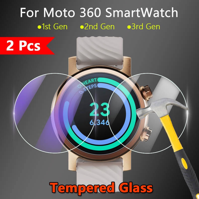 Set 5 Kính Cường Lực Bảo Vệ Màn Hình Đồng Hồ Thông Minh Moto 360 1st 2nd 3rd Gen 42mm 46mm 2.5D