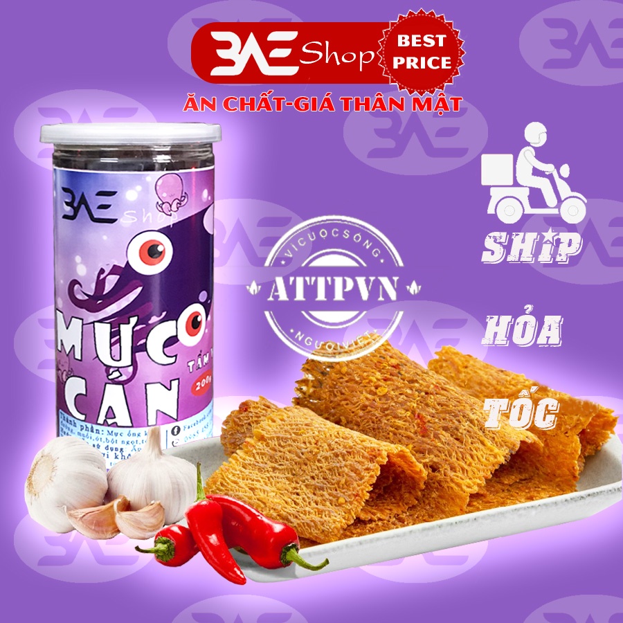 Khô mực cán tẩm gia vị loại 200g shop 3AE đồ ăn vặt Hà Nội