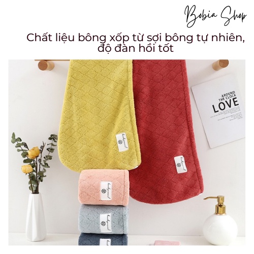 Khăn ủ tóc lông cừu ngoại nhập mẫu mới nhất 2023 vân kẻ sọc siêu dày, siêu mềm mịn bảo vệ mái tóc suôn mượt 65x25cm
