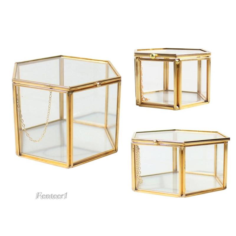 1 Chậu Trồng Cây Thủy Tinh Hình Lục Giác Bằng Đồng Thau Kích Thước 14X14Cm Dùng Trang Trí Tiệc Cướ