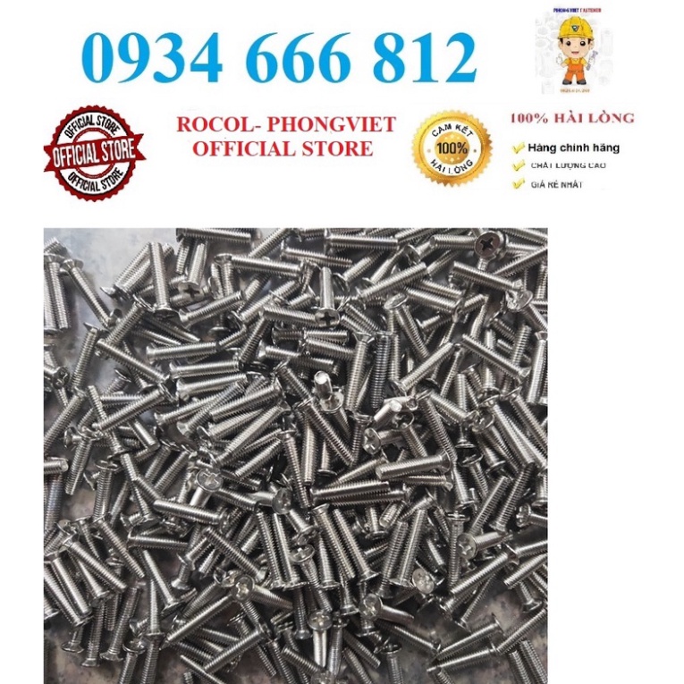 Set 50c M5 vít pake đầu bằng thân bulong inox201 M5