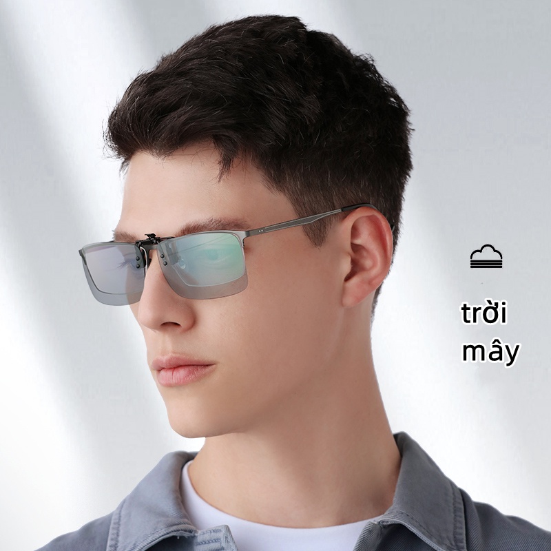 COD】kính râm kẹp kính cận cho người cận chống tia UV chống loá tháo lắp Tròng Đổi Màu cho nam và nữ