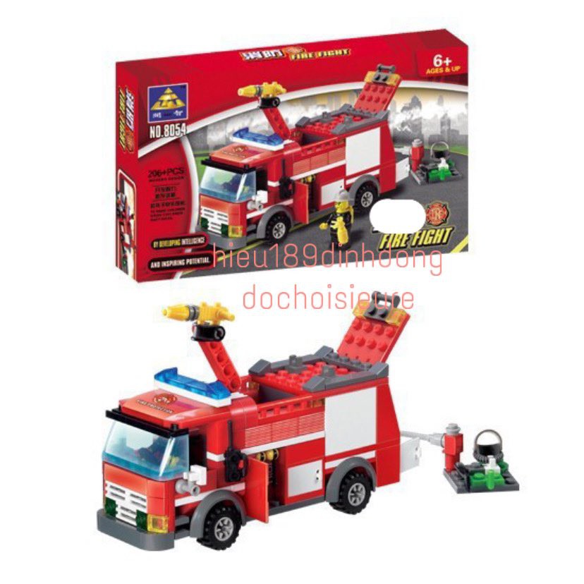 Lắp ráp xếp hình Lego Kazi 8054: Xe cứu hỏa xe chữa cháy