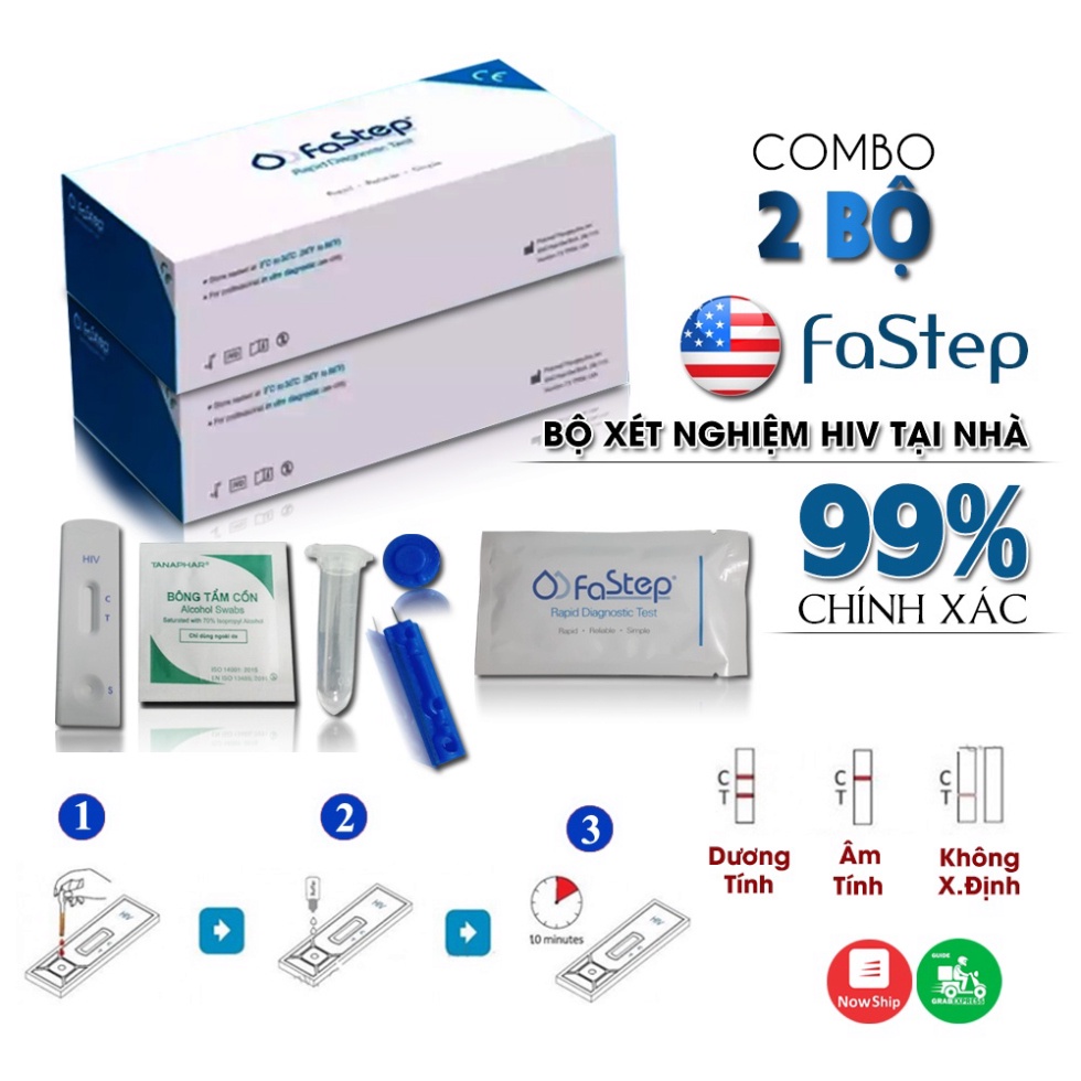 [Che Tên SP] Bộ Test HIV Fastep [Mỹ] Bộ Kít Xét Nghiệm HIV Kết Quả Chính Xác 99,9% Nên Test 2 Bộ 1 Lần Để Tránh Sai Xót