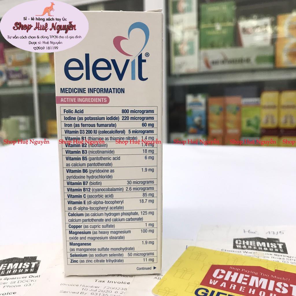 Elevit -Viên uống tổng hợp cho bà bầu hộp 100 viên mẫu mới - tem chemist