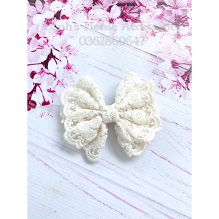 Kẹp nơ ren hoa size 12cm