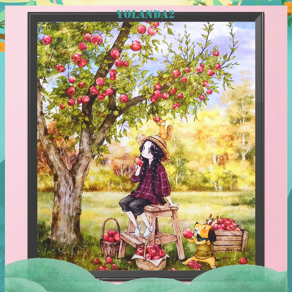 Tranh thêu chữ thập hình cây táo 11ct kèm phụ kiện