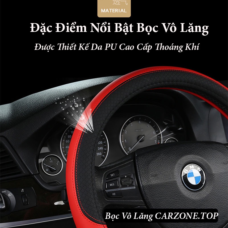 Bọc Vô Lăng Ô Tô Bằng Da PU Cao Cấp – Vô Lăng Size 38 CARZONE.TOP