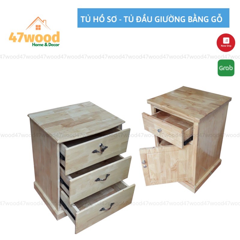 TỦ HỒ SƠ 3 NGĂN KÉO BẰNG GỖ - TỦ ĐẦU GIƯỜNG GỖ CÓ CHÌA KHÓA | BigBuy360 - bigbuy360.vn