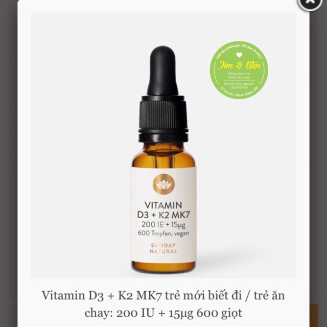 Vitamin D3 K2 MK7 cho bé