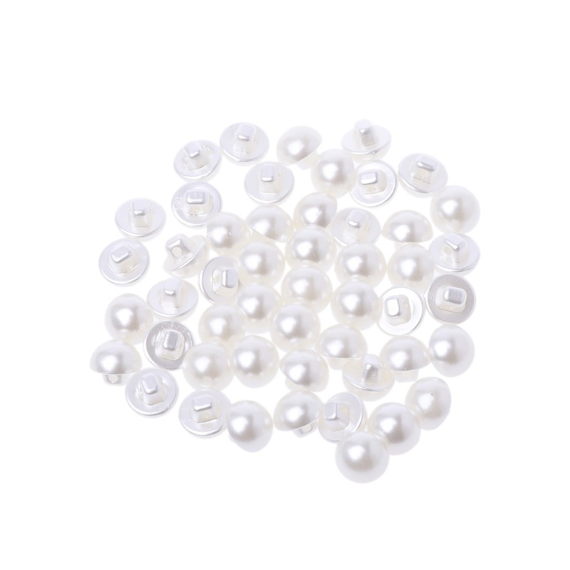 Set 50 hạt nút ngọc trai nhân tạo dùng để trang trí áo quần/đồ thủ công đẹp mắt