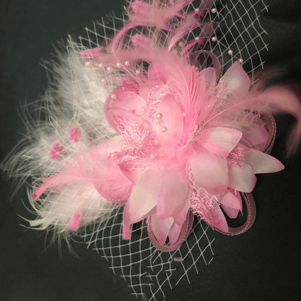 Kẹp tóc kiêm trâm cài hình hoa phối lông vũ nhiều màu tùy chọn cho cô dâu