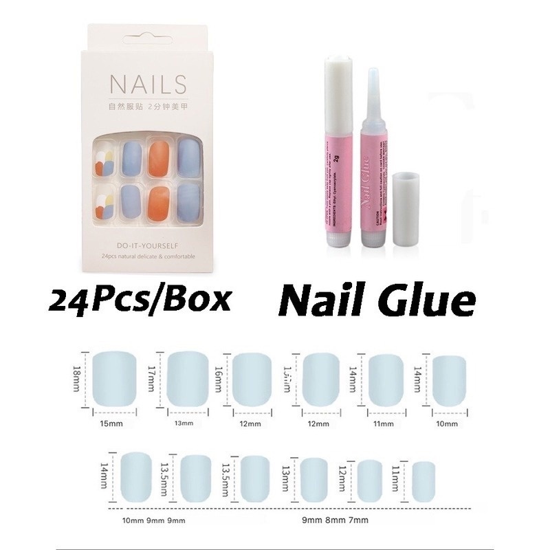 [Hàng mới về] Set 24 móng giả loại ngắn/dài loại R081-R100 kèm keo dán