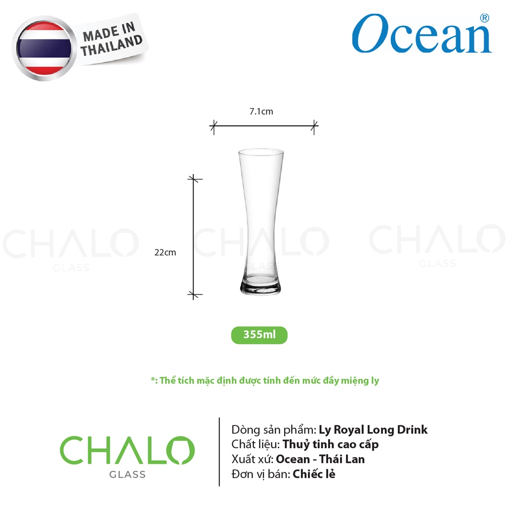 Ly thủy tinh eo Ocean Royal Long Drink 355ml - 0312 [Made in Thailand]