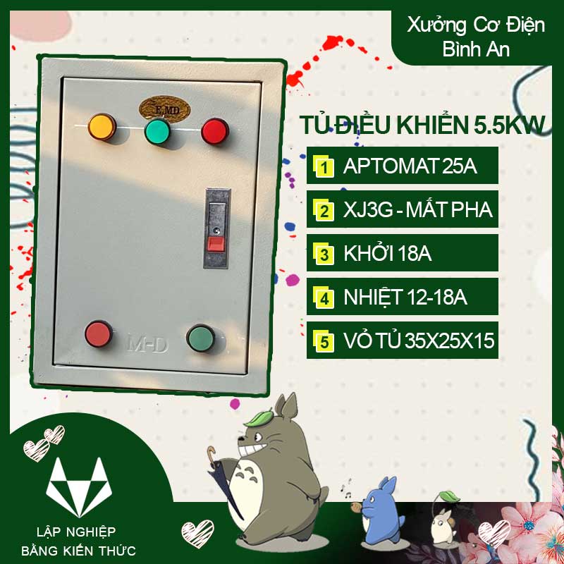 Tủ điều khiển động cơ 3 pha 5.5KW bảo vệ ngắn mạch CHINT