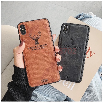 Ốp lưng giả da con hươu iphone X/XS Vãi TPU phối vải Da
