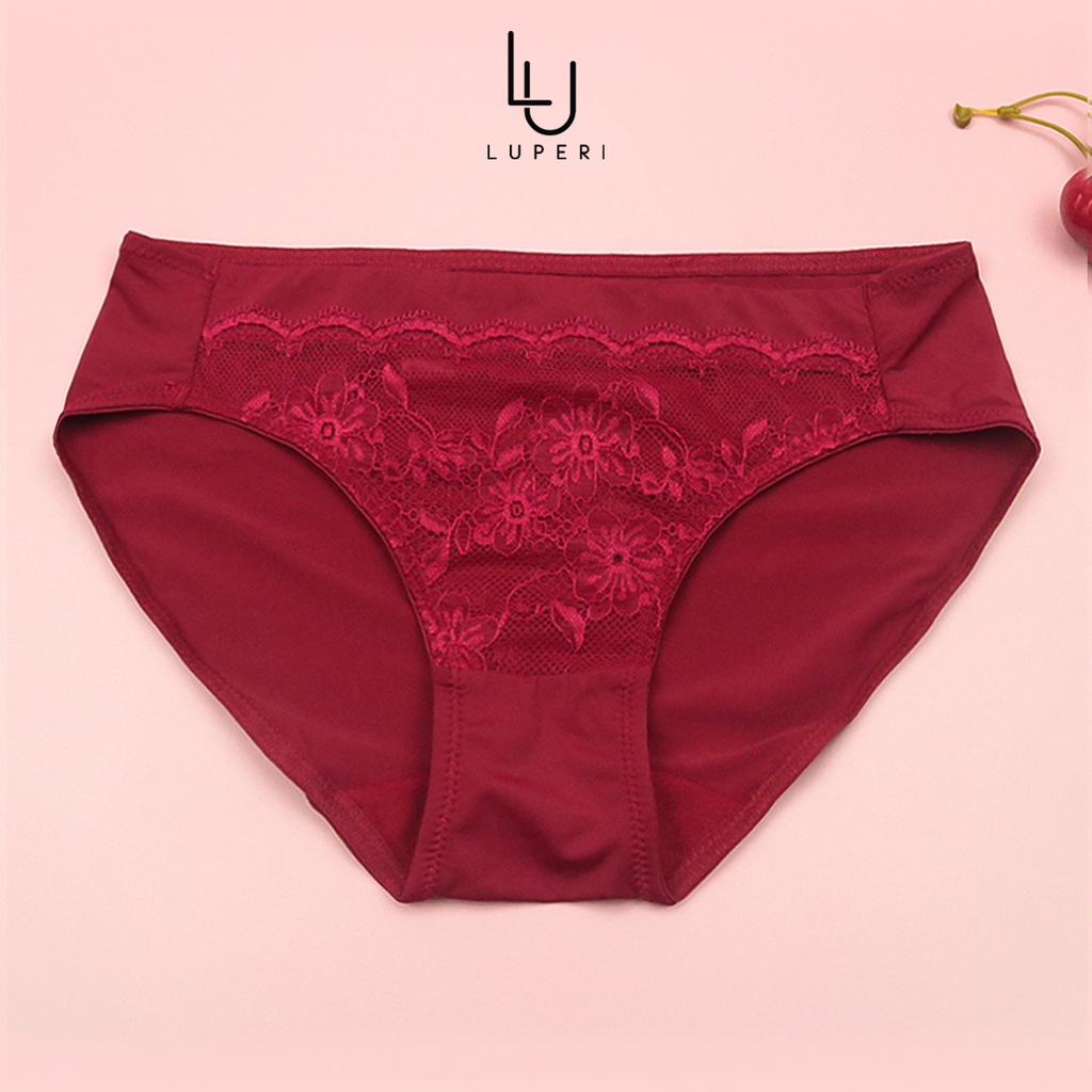 Quần Lót Nữ Thun Lạnh Phối Ren Cạp Vừa Luperi Dáng Bikini Chất Liệu Mềm Mịn Co Giãn Không Lằn Mông Kháng Khuẩn Sp712