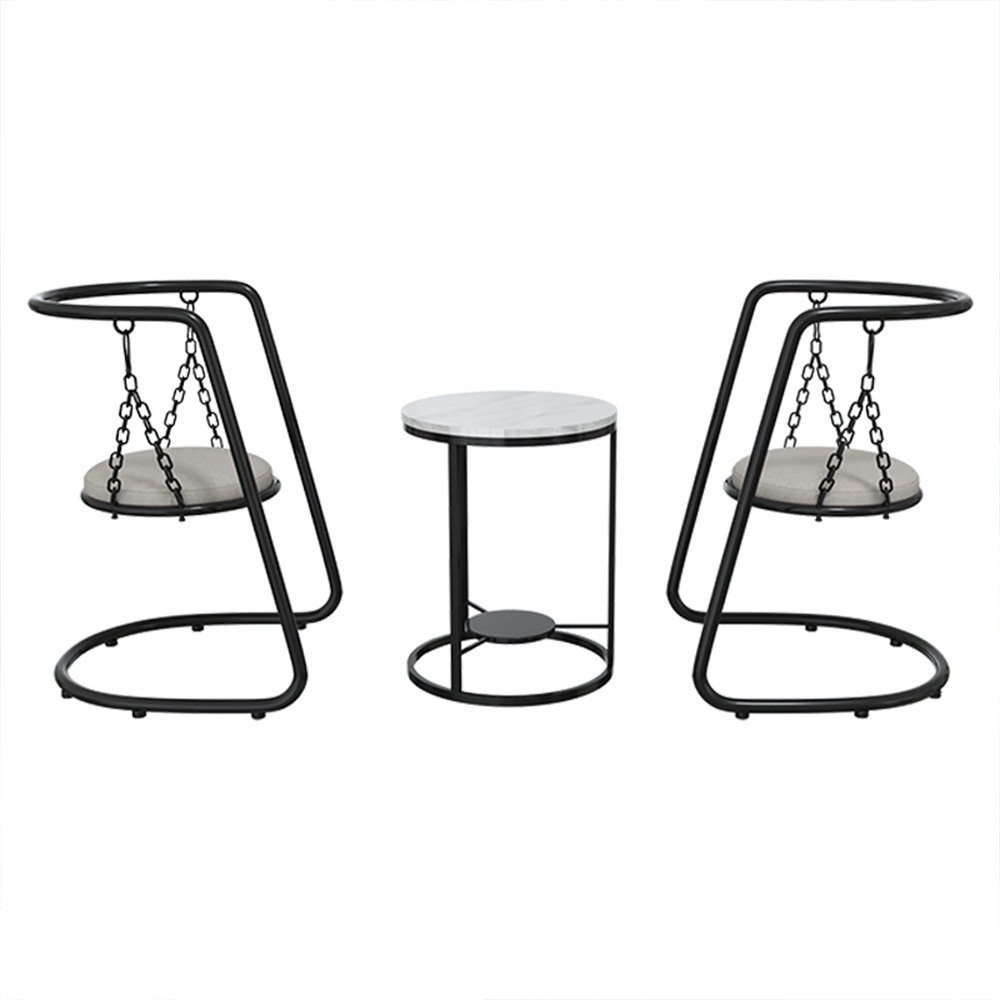 Bộ bàn ghế treo café thư giãn ngồi ban công, sân vườn IBIE Sesto lưng tựa, chân sắt sơn tĩnh điện, tùy chọn màu sắc