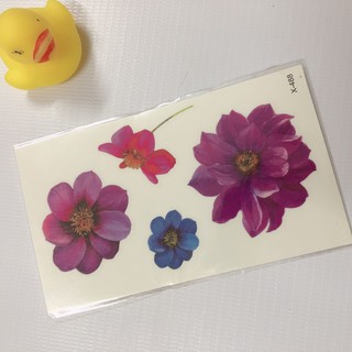 Hình xăm dán bông hoa mẫu đơn tím 10x6cm- mua 5 tặng 1 mini xinh