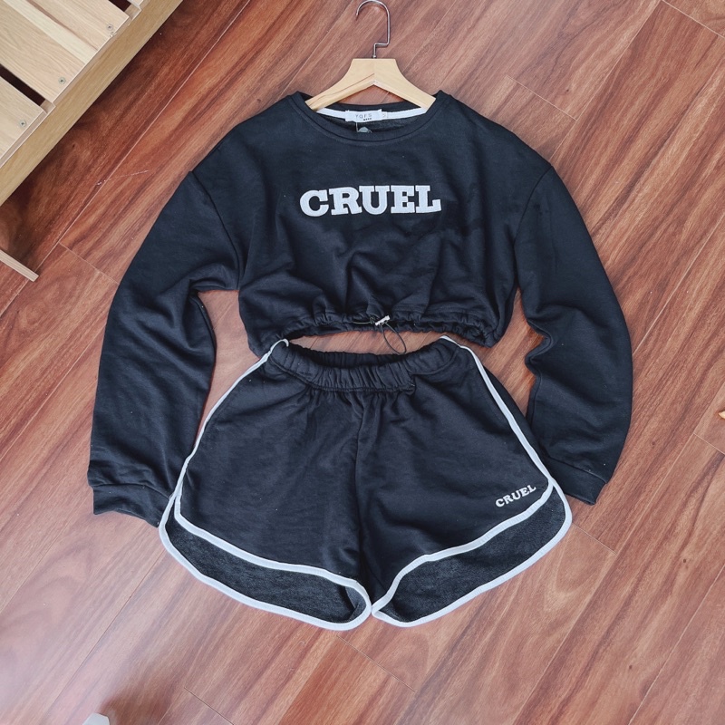 Set đồ bộ nữ FREESHIP  Bộ mặc nhà nữ mùa hè cotton áo croptop trẻ trung năng động thể thao
