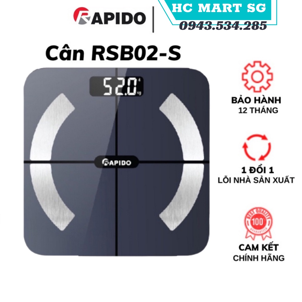 Cân sức khỏe phân tích chỉ số - loại vuông, có Bluetooth RSB02-S, Phân Tích Các Chỉ Số Cơ Thể, Hiểu Và Kiểm Soát Cơ Thể