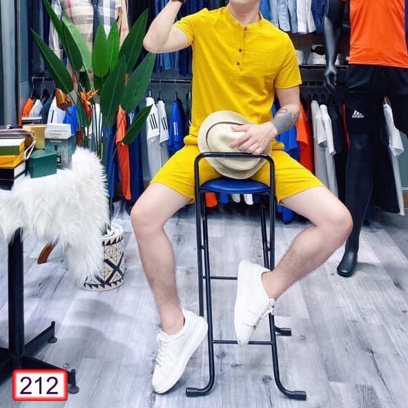 Bộ đũi nam cao cấp cổ tàu chất liệu đũi xước tay ngắn 5 màu Full size 50-80kg The 1992- set đũi nam