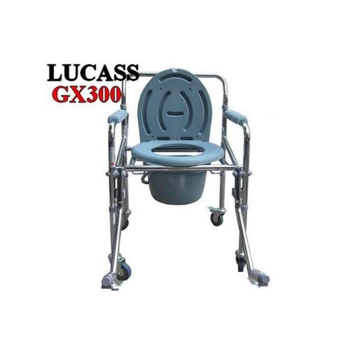 Ghế bô vệ sinh lucass GX300 có bánh xe, có để chân