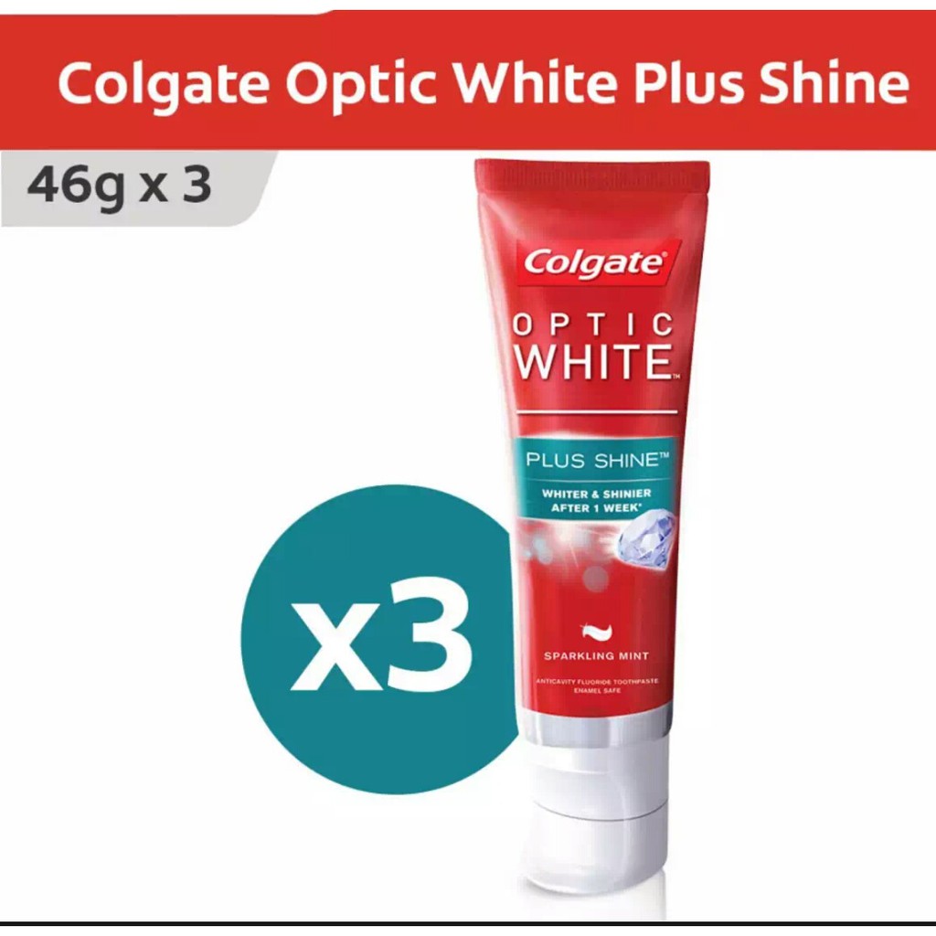 (TẶNG 1 BÀN CHẢI) COMBO 3 HỘP KEM ĐÁNH RĂNG  COLGATE OPTIC WHITE LÀM TRẮNG VÀ SÁNG RĂNG 46g/hộp