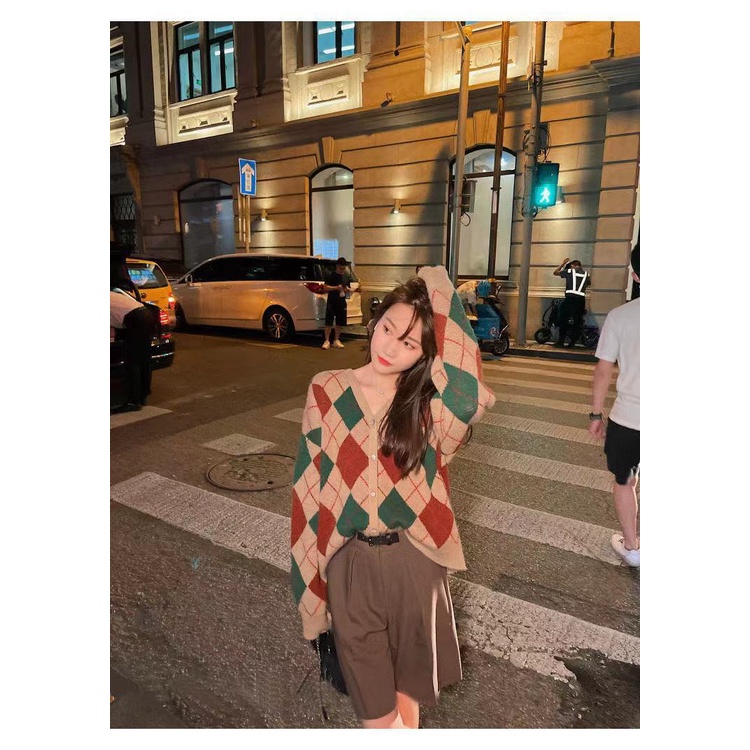 Áo khoác cardigan dệt kim tay dài đính đá thời trang mùa đông dành cho nữ