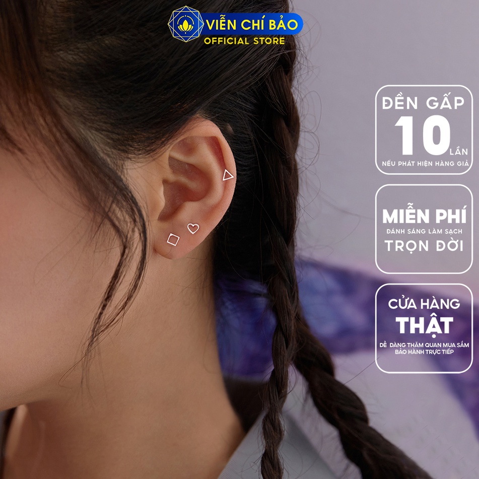 Bông tai bạc nữ hình học đa giác chất liệu bạc S925 thời trang phụ kiện trang sức nữ Viễn Chí Bảo B400088