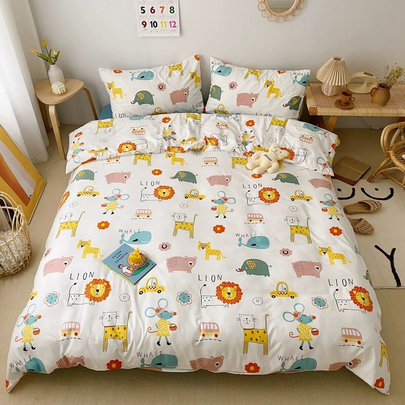 Trọn bộ chăn ga gối cotton đũi silk 4 món cao cấp