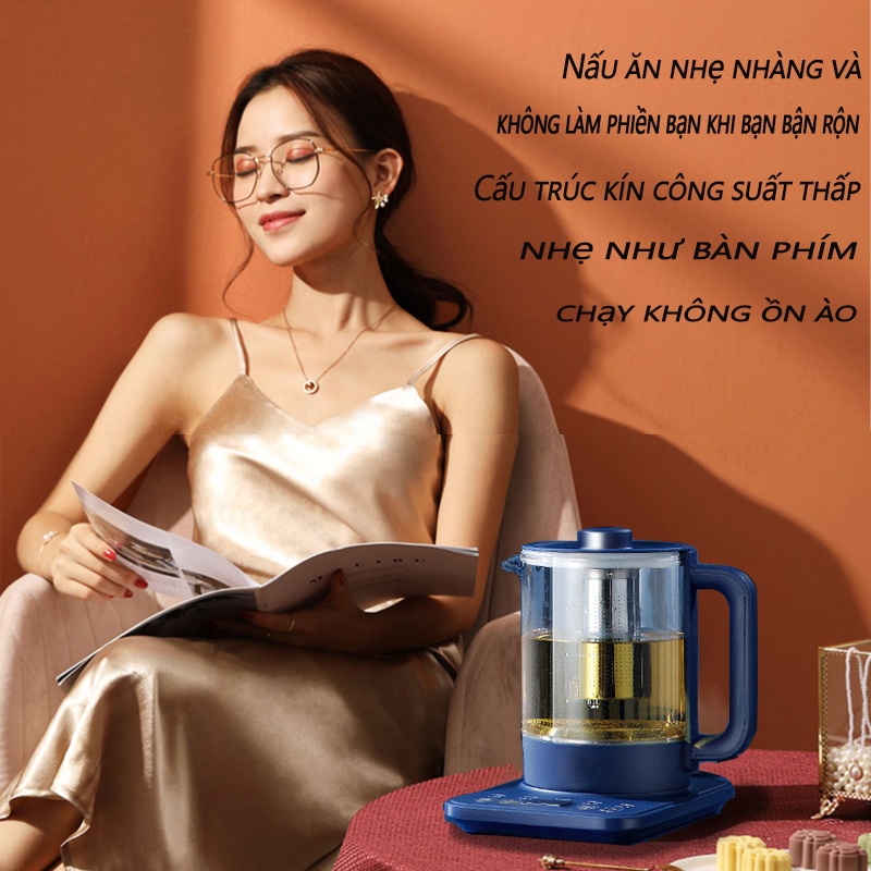 Ấm đun nước ấm pha trà bình thủy tinh 1.5 lít  - Đa chức năng 24 chế độ pha trà, hâm sữa-BẢO HÀNH 3 THÁNG