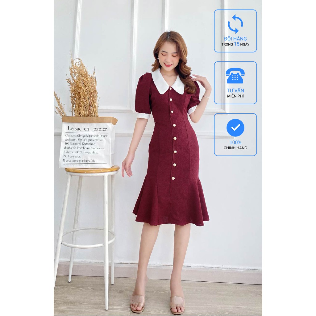 Đầm body đuôi cá phối cổ BEMINE MT1693DO