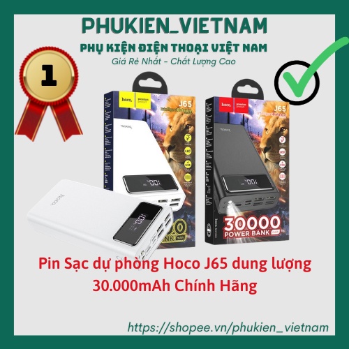 [Mã 33ELSALE hoàn 7% đơn 300K] Pin Sạc dự phòng Hoco J65 dung lượng 30.000mAh Chính Hãng