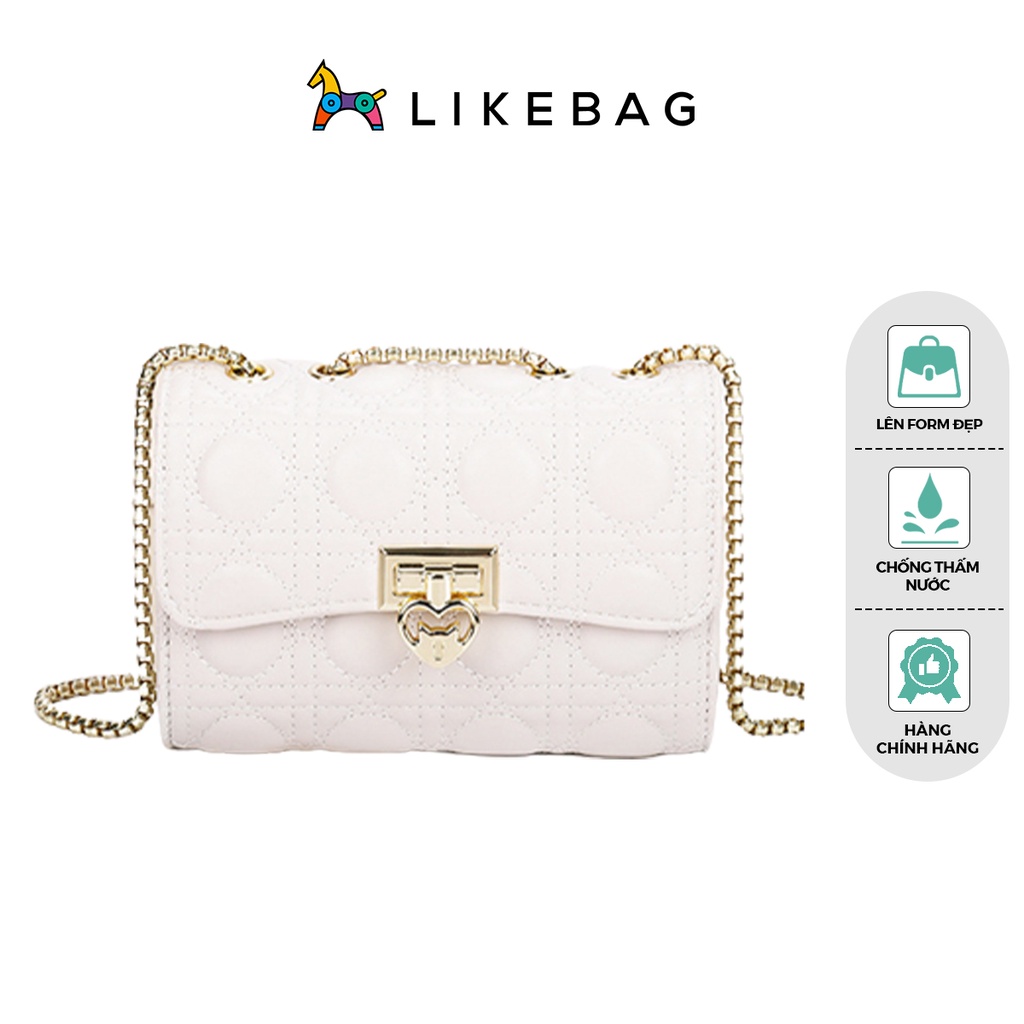 Túi đeo chéo, kẹp nách thời trang LIKEBAG vân nổi phối quai xích độc lạ CJ014 - LIBAGI