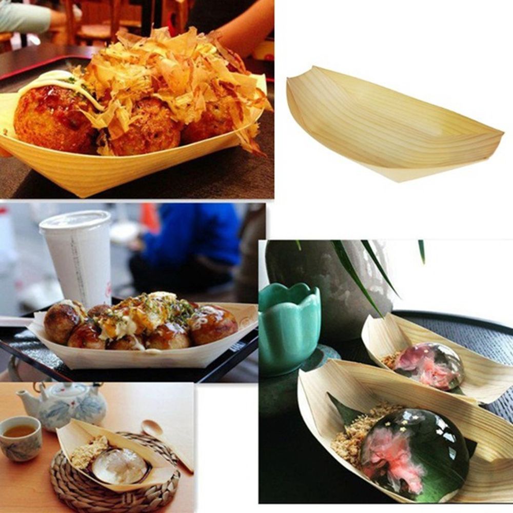 Set 50 đĩa giấy gỗ đựng sushi dùng 1 lần tiện lợi chuyên dùng cho gia đình