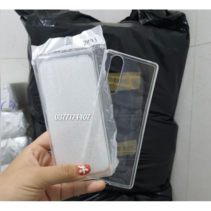 Sony Xperia 5_Ốp lưng dẻo silicon trong suốt có gờ bảo vệ camera cao cấp
