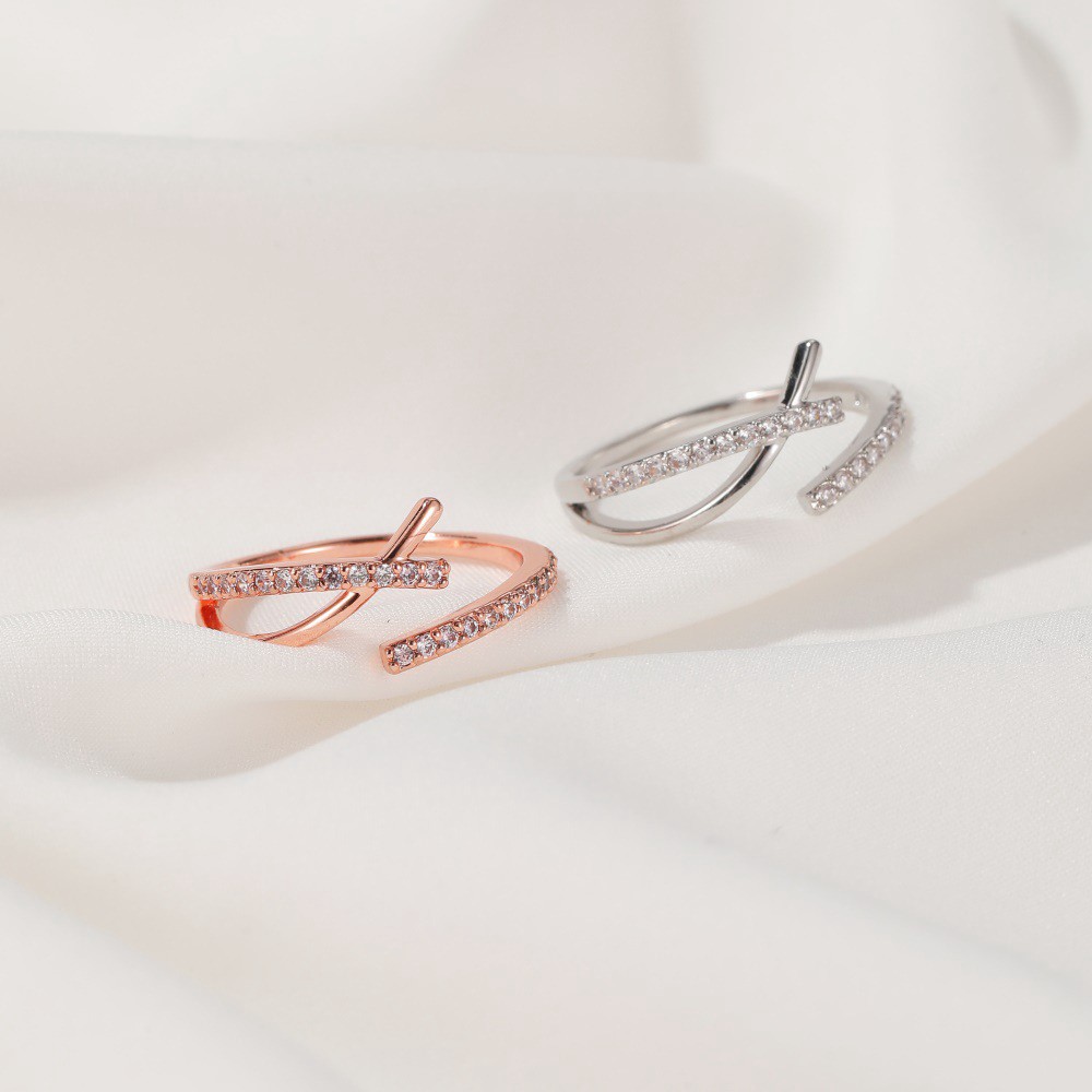 Nhẫn thiết kế đơn giản đính đá nhân tạo phong cách sang trọng dành cho nữ B0012