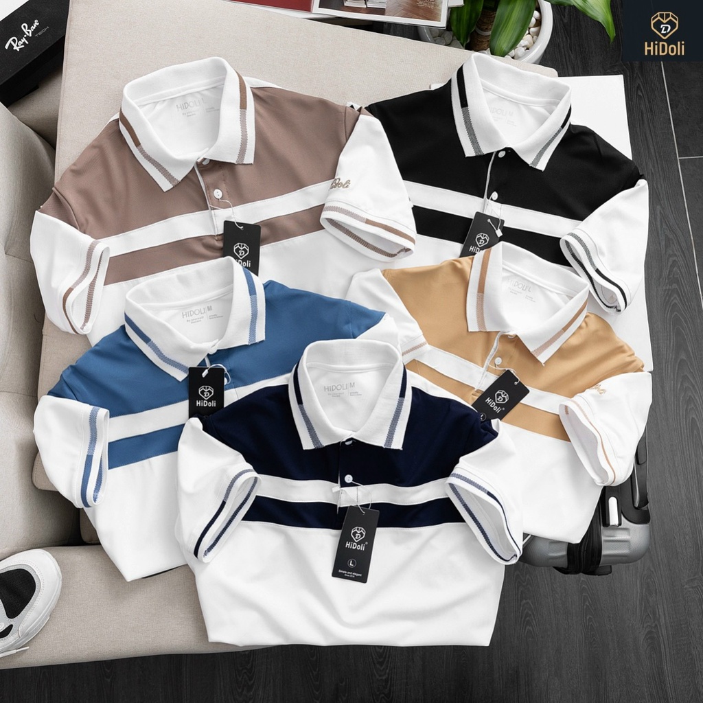 Áo Thun Nam Polo Ngắn Tay Cao Cấp Chất Liêu 100% Vải Cá Sấu Cotton Phối màu Năng Động Trẻ Trung Nam Tính.