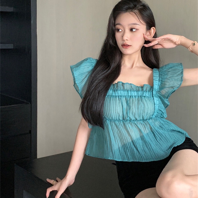 Áo Không Tay Cổ Vuông Màu Sắc Đơn Giản Thời Trang Cho Nữ