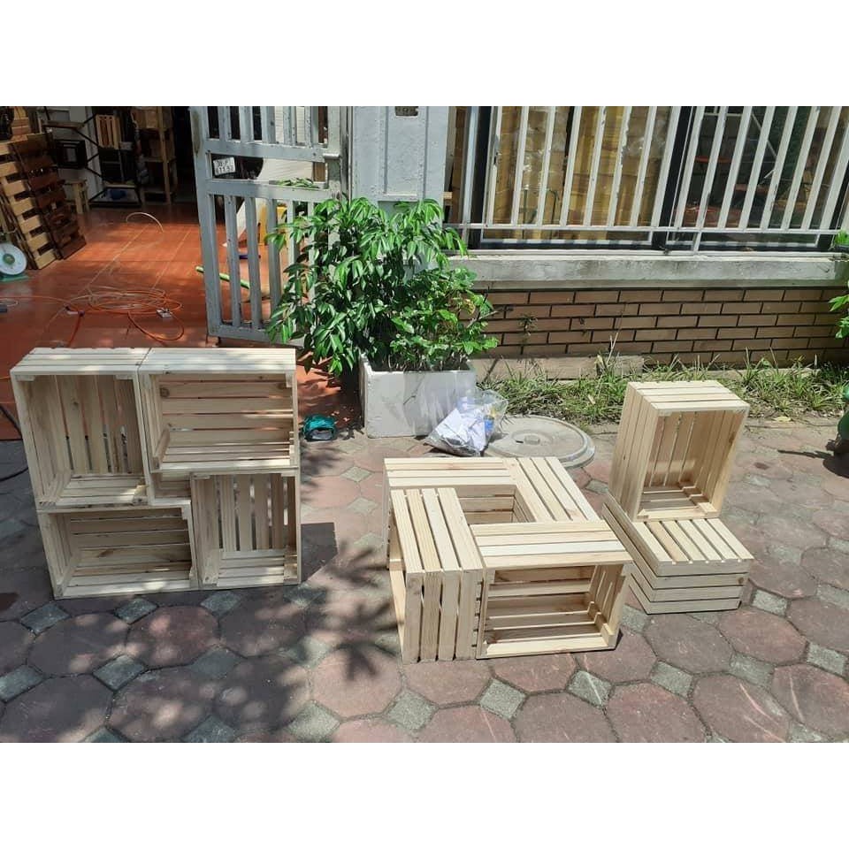 Hộp gỗ Pallet gỗ thông 30 x 40 x s20 - box gỗ thông đa năng HPKTT 04 shop HP Decor